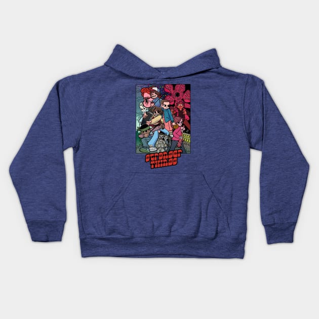 Stranger Things Vs The World Kids Hoodie by PinkInDetroit